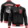 Custom Black Red-White Bomber Varsity Letterman Zipper Jacket