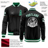 Custom Black Kelly Green-White Bomber Varsity Letterman Zipper Jacket