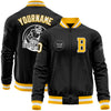 Custom Black Gold-White Bomber Varsity Letterman Zipper Jacket