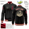 Custom Black Maroon-Cream Bomber Varsity Letterman Zipper Jacket