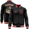 Custom Black Maroon-Cream Bomber Varsity Letterman Zipper Jacket