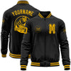 Custom Black Gold Bomber Varsity Letterman Zipper Jacket