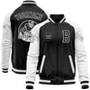 Custom Black White Bomber Varsity Letterman Two Tone Zipper Jacket