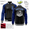 Custom Black Royal-White Bomber Varsity Letterman Two Tone Zipper Jacket