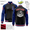 Custom Black Red-Royal Bomber Varsity Letterman Two Tone Zipper Jacket