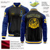 Custom Black Yellow-Royal Bomber Varsity Letterman Two Tone Zipper Jacket