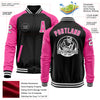 Custom Black Pink-White Bomber Varsity Letterman Two Tone Zipper Jacket