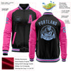 Custom Black Light Blue-Pink Bomber Varsity Letterman Two Tone Zipper Jacket