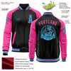 Custom Black Sky Blue-Pink Bomber Varsity Letterman Two Tone Zipper Jacket