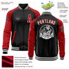 Custom Black Red-White Bomber Varsity Letterman Two Tone Zipper Jacket