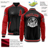 Custom Black Red-White Bomber Varsity Letterman Two Tone Zipper Jacket