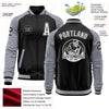 Custom Black Gray-White Bomber Varsity Letterman Two Tone Zipper Jacket