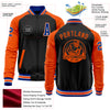 Custom Black Royal-Orange Bomber Varsity Letterman Two Tone Zipper Jacket