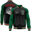 Custom Black Red-Kelly Green Bomber Varsity Letterman Two Tone Zipper Jacket