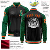 Custom Black Orange-Kelly Green Bomber Varsity Letterman Two Tone Zipper Jacket