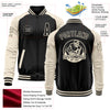 Custom Black Cream Bomber Varsity Letterman Two Tone Zipper Jacket