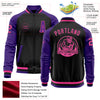 Custom Black Pink-Purple Bomber Varsity Letterman Two Tone Zipper Jacket