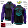 Custom Black Teal-Purple Bomber Varsity Letterman Two Tone Zipper Jacket