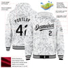 Custom Camo Black-White Arctic Camouflage 3D Bomber Full-Snap Varsity Letterman Salute To Service Hoodie Jacket