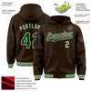 Custom Brown Green-Cream Bomber Full-Snap Varsity Letterman Hoodie Jacket