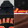 Custom Brown Red-Cream Bomber Full-Snap Varsity Letterman Hoodie Jacket