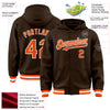 Custom Brown Orange-White Bomber Full-Snap Varsity Letterman Hoodie Jacket