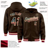 Custom Brown Vintage USA Flag Cream-Maroon Bomber Full-Snap Varsity Letterman Hoodie Jacket