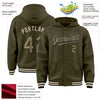 Custom Olive Camo Black-Cream Bomber Full-Snap Varsity Letterman Salute To Service Hoodie Jacket