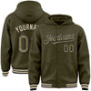 Custom Olive Camo Black-Cream Bomber Full-Snap Varsity Letterman Salute To Service Hoodie Jacket