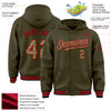 Custom Olive Camo Red-Black Bomber Full-Snap Varsity Letterman Salute To Service Hoodie Jacket