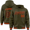 Custom Olive Black-Orange Bomber Full-Snap Varsity Letterman Salute To Service Hoodie Jacket