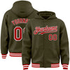 Custom Olive Red-White Bomber Full-Snap Varsity Letterman Salute To Service Hoodie Jacket