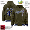 Custom Olive Navy-White Bomber Full-Snap Varsity Letterman Salute To Service Hoodie Jacket