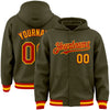 Custom Olive Red-Gold Bomber Full-Snap Varsity Letterman Salute To Service Hoodie Jacket