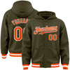 Custom Olive Orange-White Bomber Full-Snap Varsity Letterman Salute To Service Hoodie Jacket