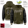 Custom Olive Black-Cream Bomber Full-Snap Varsity Letterman Two Tone Salute To Service Hoodie Jacket