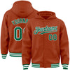 Custom Texas Orange Kelly Green-White Bomber Full-Snap Varsity Letterman Hoodie Jacket