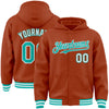 Custom Texas Orange Aqua-White Bomber Full-Snap Varsity Letterman Hoodie Jacket