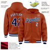 Custom Texas Orange Navy-White Bomber Full-Snap Varsity Letterman Hoodie Jacket