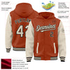 Custom Texas Orange Cream-Black Bomber Full-Snap Varsity Letterman Two Tone Hoodie Jacket