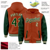 Custom Texas Orange Green-Cream Bomber Full-Snap Varsity Letterman Two Tone Hoodie Jacket