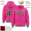 Custom Pink Green-Cream Bomber Full-Snap Varsity Letterman Hoodie Jacket