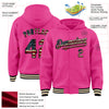 Custom Pink Vintage USA Flag Black-Cream Bomber Full-Snap Varsity Letterman Hoodie Jacket