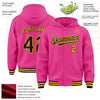 Custom Pink Black-Gold Bomber Full-Snap Varsity Letterman Hoodie Jacket