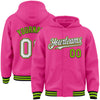 Custom Pink Black-Neon Green Bomber Full-Snap Varsity Letterman Hoodie Jacket