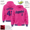 Custom Pink Purple-Black Bomber Full-Snap Varsity Letterman Hoodie Jacket