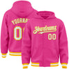 Custom Pink White-Gold Bomber Full-Snap Varsity Letterman Hoodie Jacket