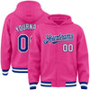 Custom Pink Royal-White Bomber Full-Snap Varsity Letterman Hoodie Jacket