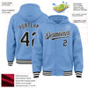 Custom Light Blue Black-White Bomber Full-Snap Varsity Letterman Hoodie Jacket