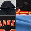 Custom Light Blue Navy-Orange Bomber Full-Snap Varsity Letterman Hoodie Jacket